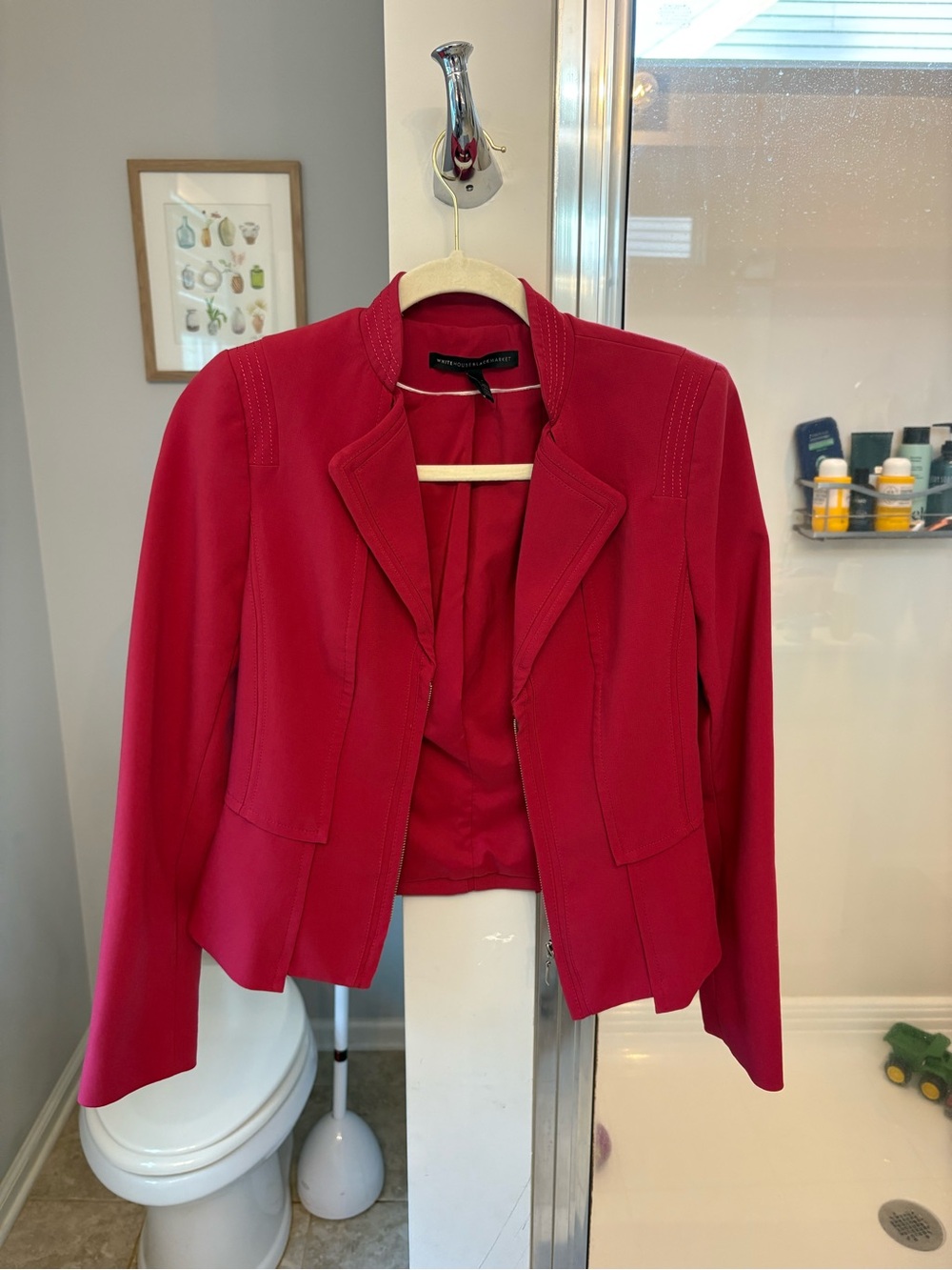 White House Black Market Pink Tailored Open-Front Blazer